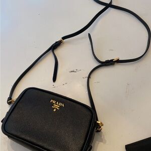 Prada Black and Gold Zip Pouch